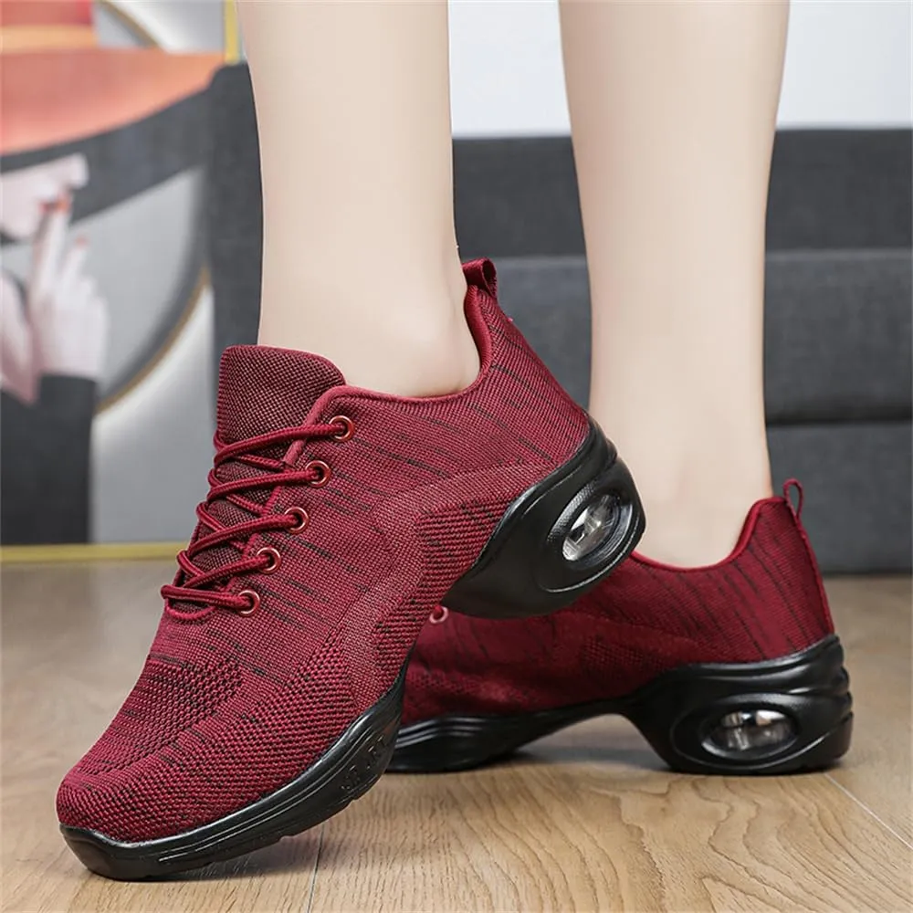 Women's Jazz Shoes Lace-up Sneakers Modern Dance Shoes Cushion Platform Walking Dance Shoes