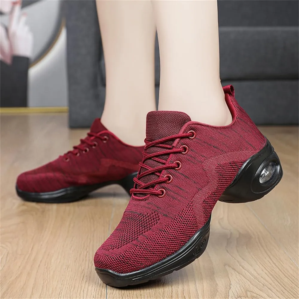 Women's Jazz Shoes Lace-up Sneakers Modern Dance Shoes Cushion Platform Walking Dance Shoes