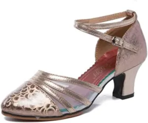 Womens Latin Dance Shoes Heeled Ballroom Salsa Tango Party Sequin Bling Practice Performance Dance Shoes