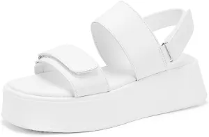 Women's PLatform Sandals,Velcro Strap Flatform Sandals Open Toe Casual Low Wedges Sandal Two Band Summer Sandals