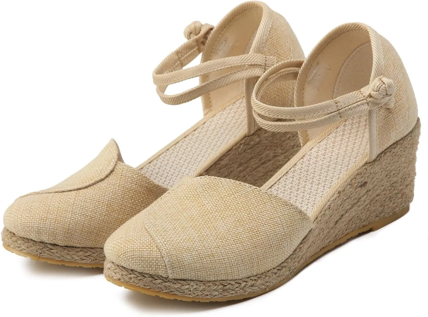 Women's Platform Wedge Sandals Wedge Sandals Women's Breathable Versatile Fashion Straw Travel High Heeled