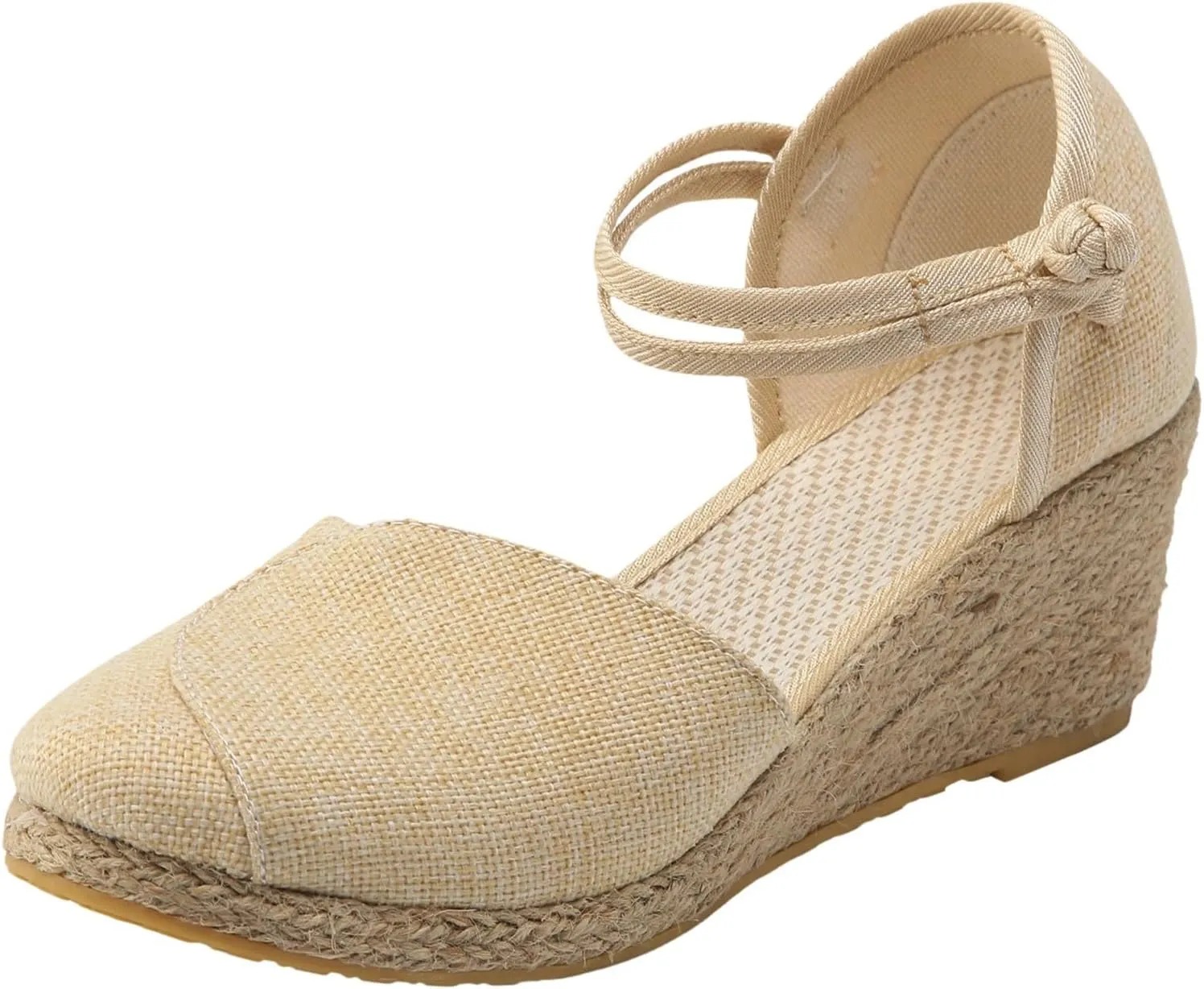 Women's Platform Wedge Sandals Wedge Sandals Women's Breathable Versatile Fashion Straw Travel High Heeled