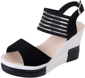 Women's Platform Wedge Sandals Women Roman Platform High Heel Fish Mouth Wedge Sandals
