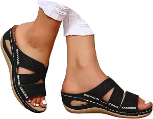 Women's Sandals Summer Yoga Mat Walking Orthopedic Sandals with Plantar Fasciitis Arch Support Wedge Sandals