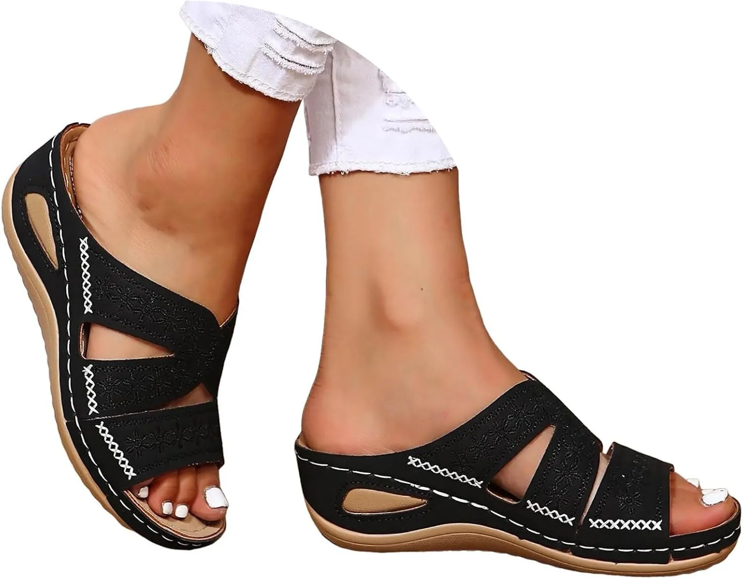 Women's Sandals Summer Yoga Mat Walking Orthopedic Sandals with Plantar Fasciitis Arch Support Wedge Sandals