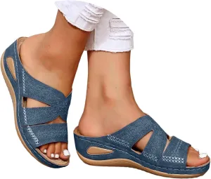 Women's Sandals Summer Yoga Mat Walking Orthopedic Sandals with Plantar Fasciitis Arch Support Wedge Sandals
