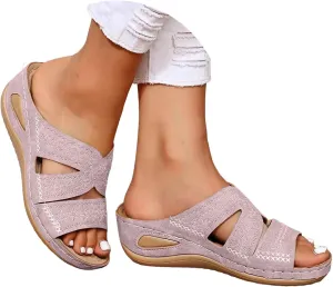 Women's Sandals Summer Yoga Mat Walking Orthopedic Sandals with Plantar Fasciitis Arch Support Wedge Sandals