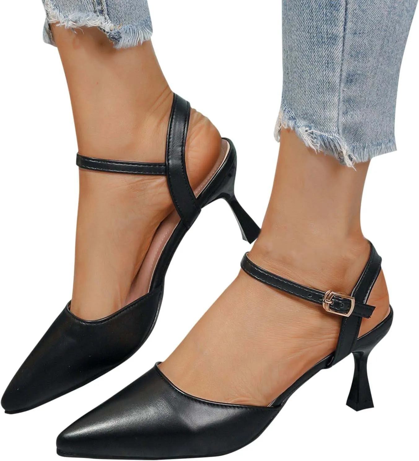 Womens Slingback Sexy Kitten Heels Closed Pointed Toe Low Stiletto Heels Dress Bridal Party Wedding Pumps Shoes 2025