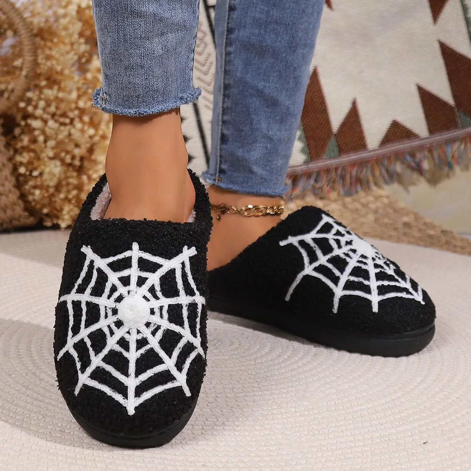Womens Slippers with Soles Size 8 Plush Warm Slippers House Shoes Indoor Outdoor Fuzzy Slippers Slipper Women