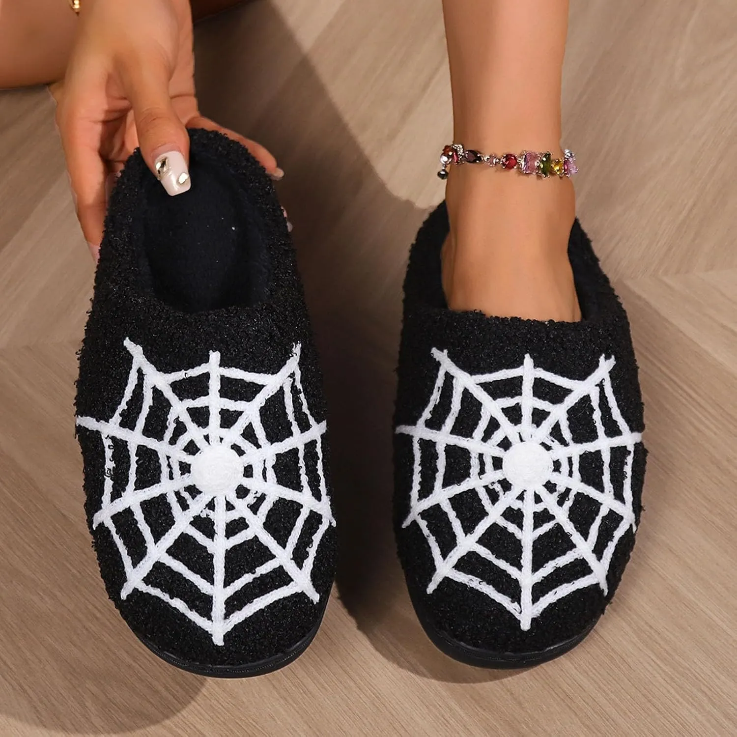 Womens Slippers with Soles Size 8 Plush Warm Slippers House Shoes Indoor Outdoor Fuzzy Slippers Slipper Women