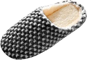 Womens Slippers,Unisex Slipper Slides Memory Foam Fluffy Soft Warm House Slippers Anti-Skid Cozy Plush for Indoor Outdoor