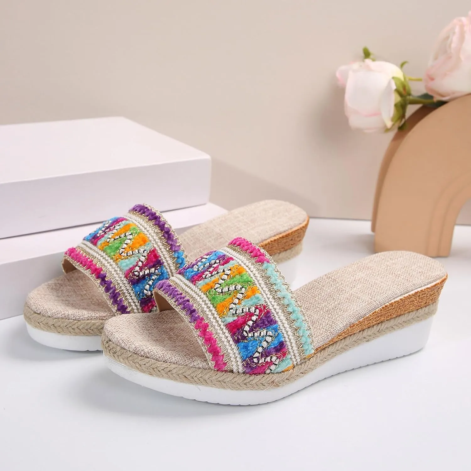 Women's Summer Fashion Slides Sandal Summer Beach Walking Cushion Sandals Party Sandals Walking Sandals