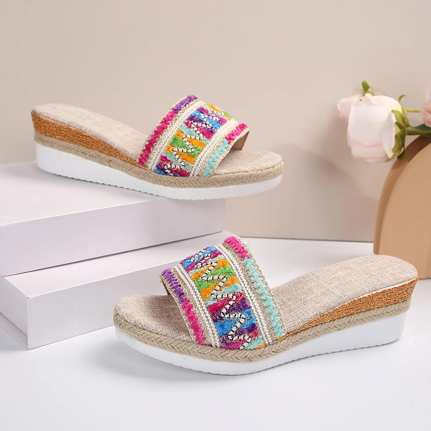Women's Summer Fashion Slides Sandal Summer Beach Walking Cushion Sandals Party Sandals Walking Sandals