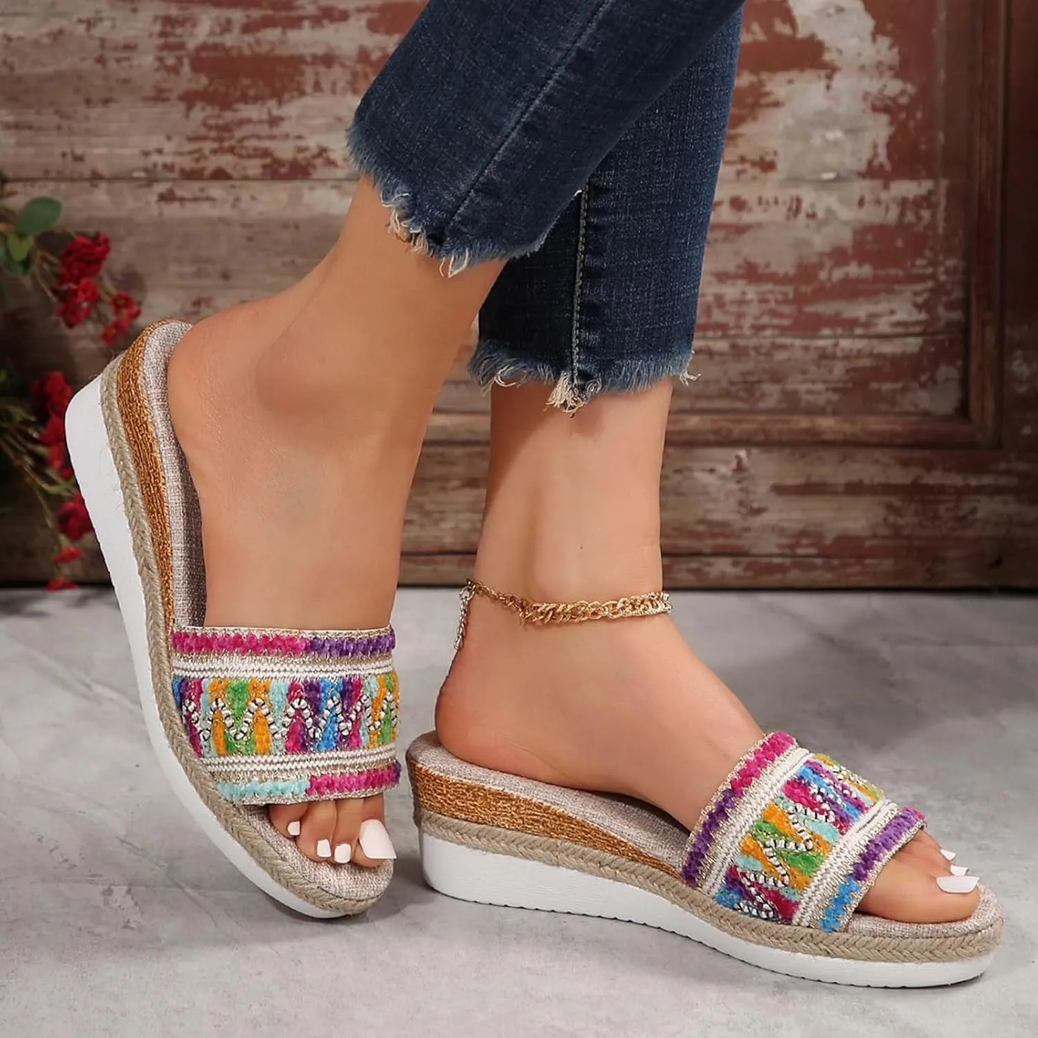 Women's Summer Fashion Slides Sandal Summer Beach Walking Cushion Sandals Party Sandals Walking Sandals