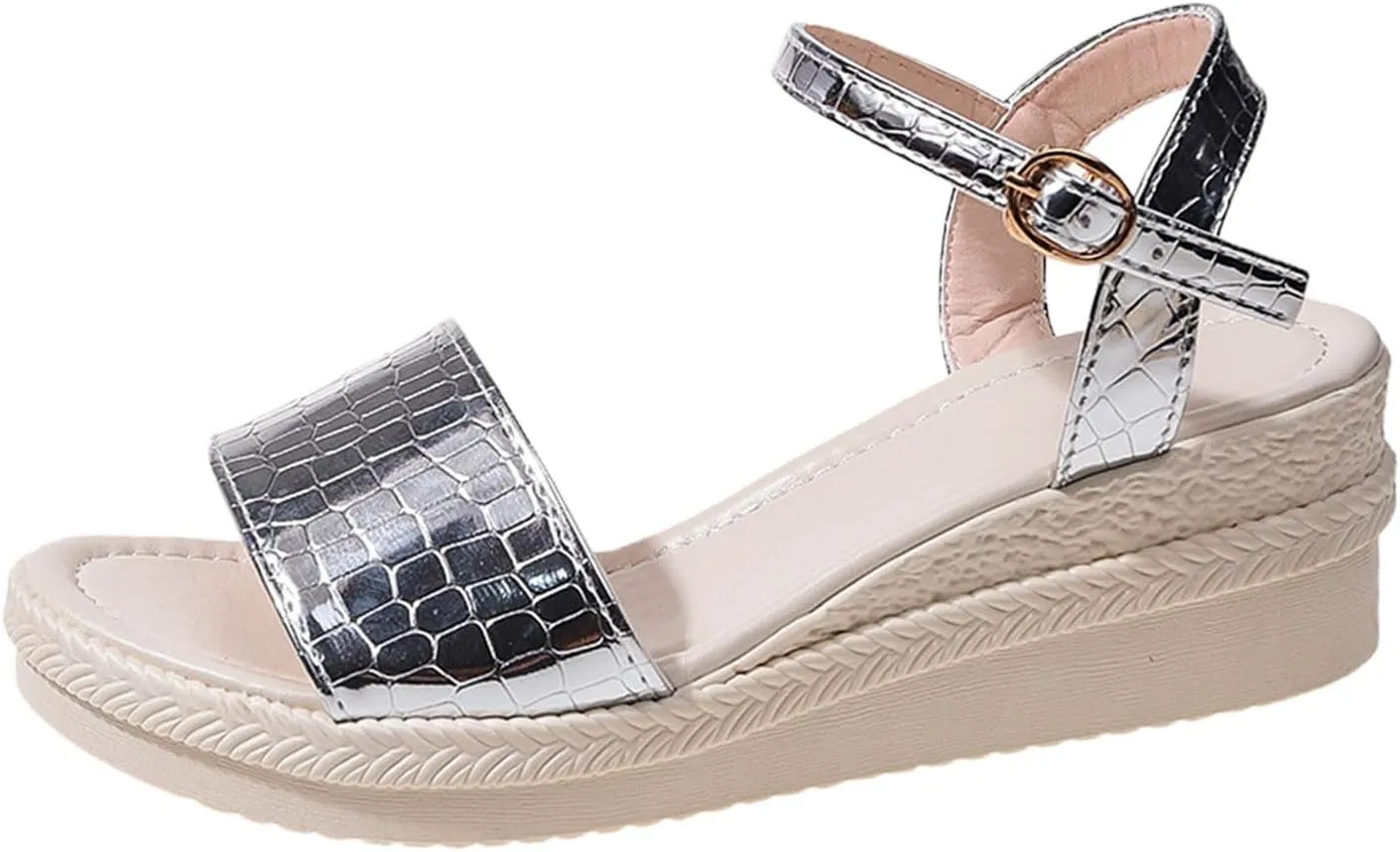 Women's Vacation Wedges Sandals Solid Color Slope Heel Sandals Beach Large Size Slide Sweetheart