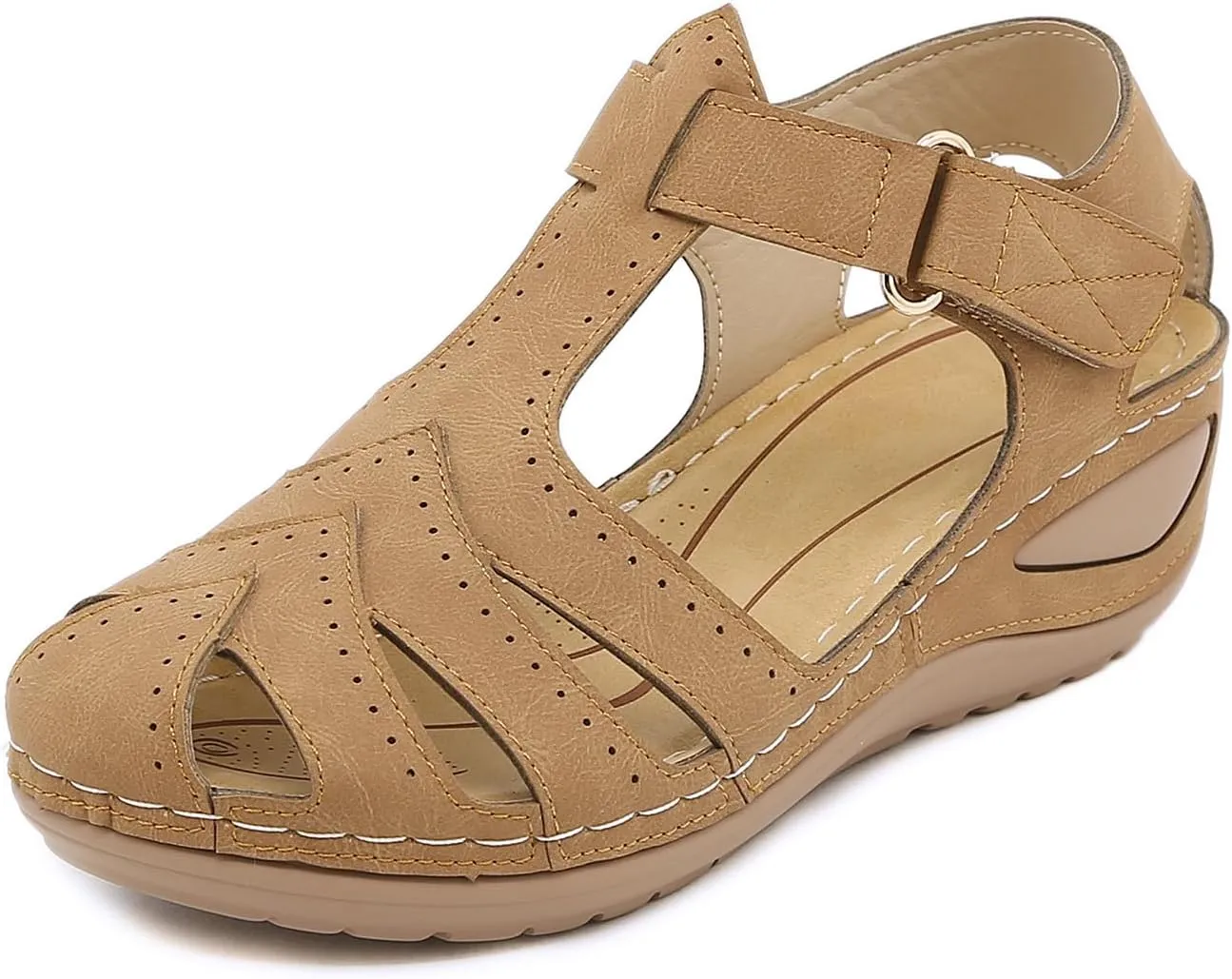 Womens Wedge Sandals Comfortable Closed Toe Wedge Platform Sandals Casual Bohemia Gladiator Outdoor Wedges ollow Out Orthopedic Shoes