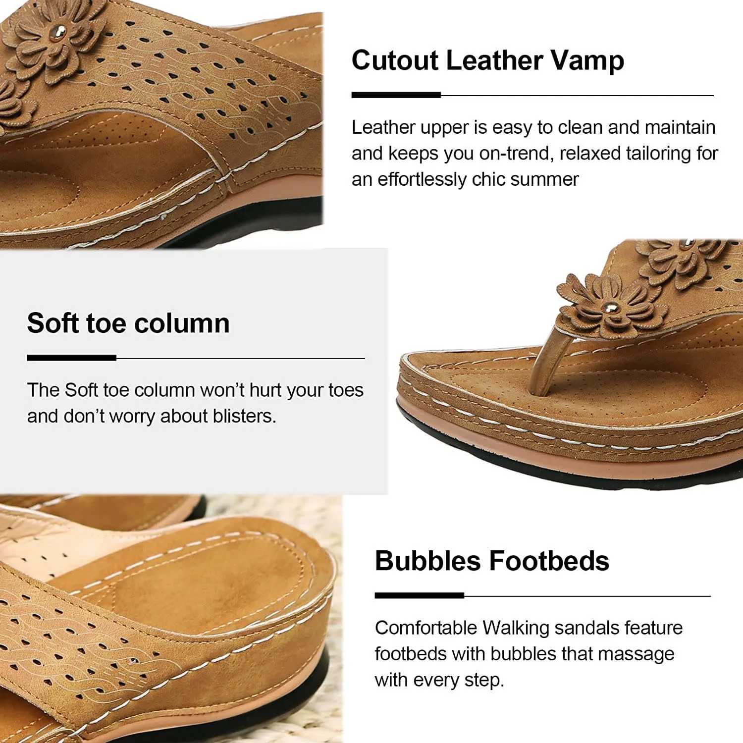 Womens Wedge Sandals Dressy Summer Sandals Platform Flip Flops Comfortable Orthopedic Sandals with Arch Support