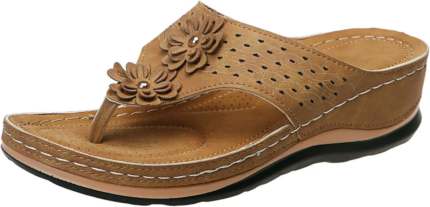 Womens Wedge Sandals Dressy Summer Sandals Platform Flip Flops Comfortable Orthopedic Sandals with Arch Support