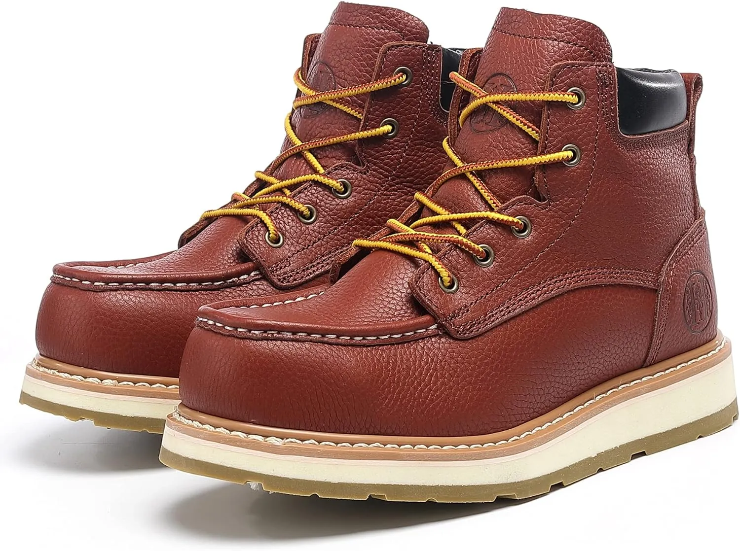 Work Boots for Men, 6" Soft/Composite Toe Slip Resistant Puncture-proof EH Moc Toe Men's Work Boots