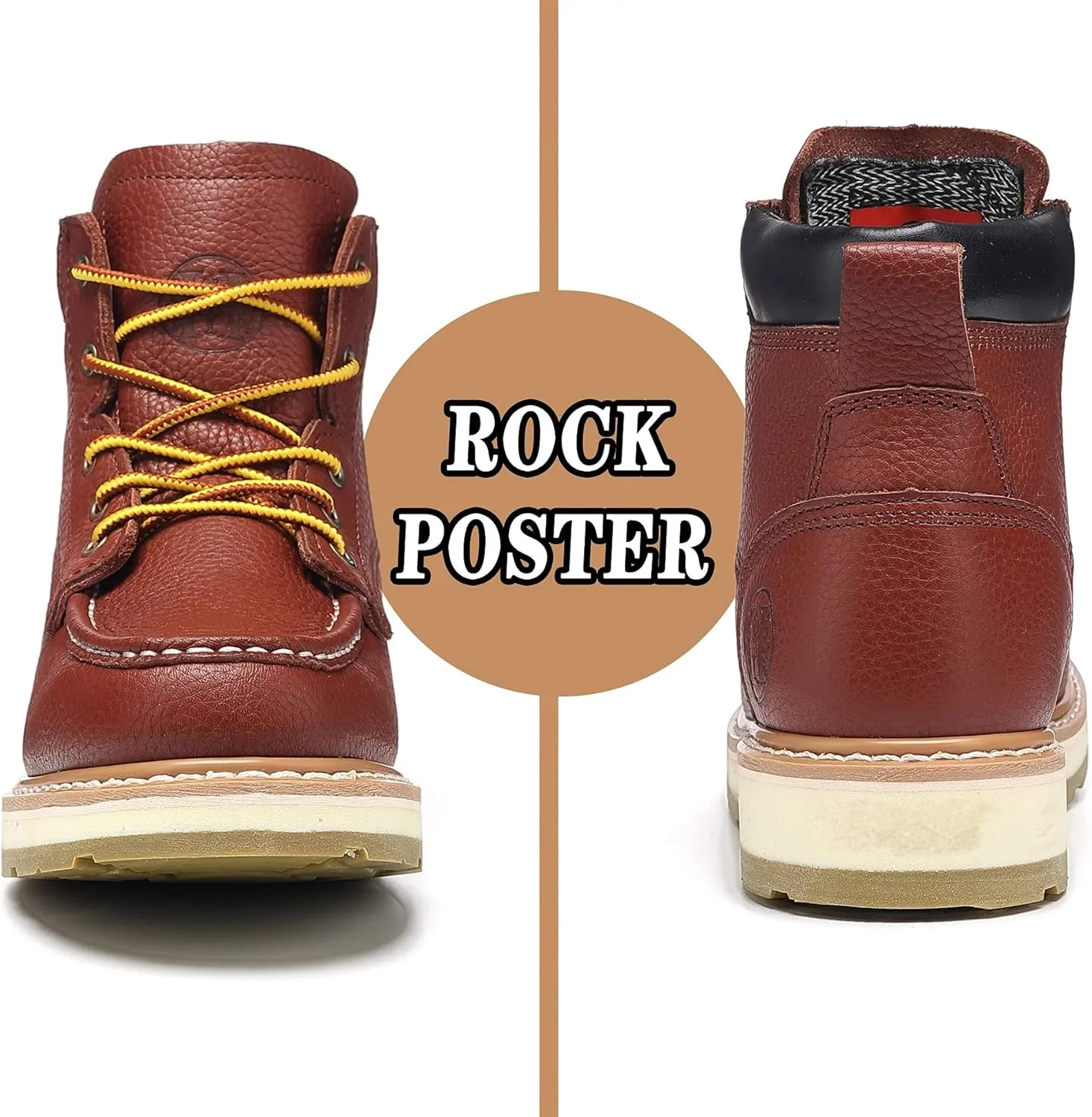 Work Boots for Men, 6" Soft/Composite Toe Slip Resistant Puncture-proof EH Moc Toe Men's Work Boots