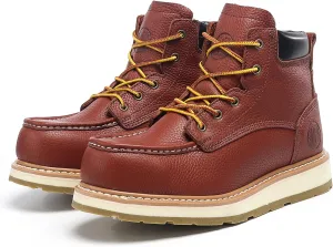 Work Boots for Men, 6" Soft/Composite Toe Slip Resistant Puncture-proof EH Moc Toe Men's Work Boots