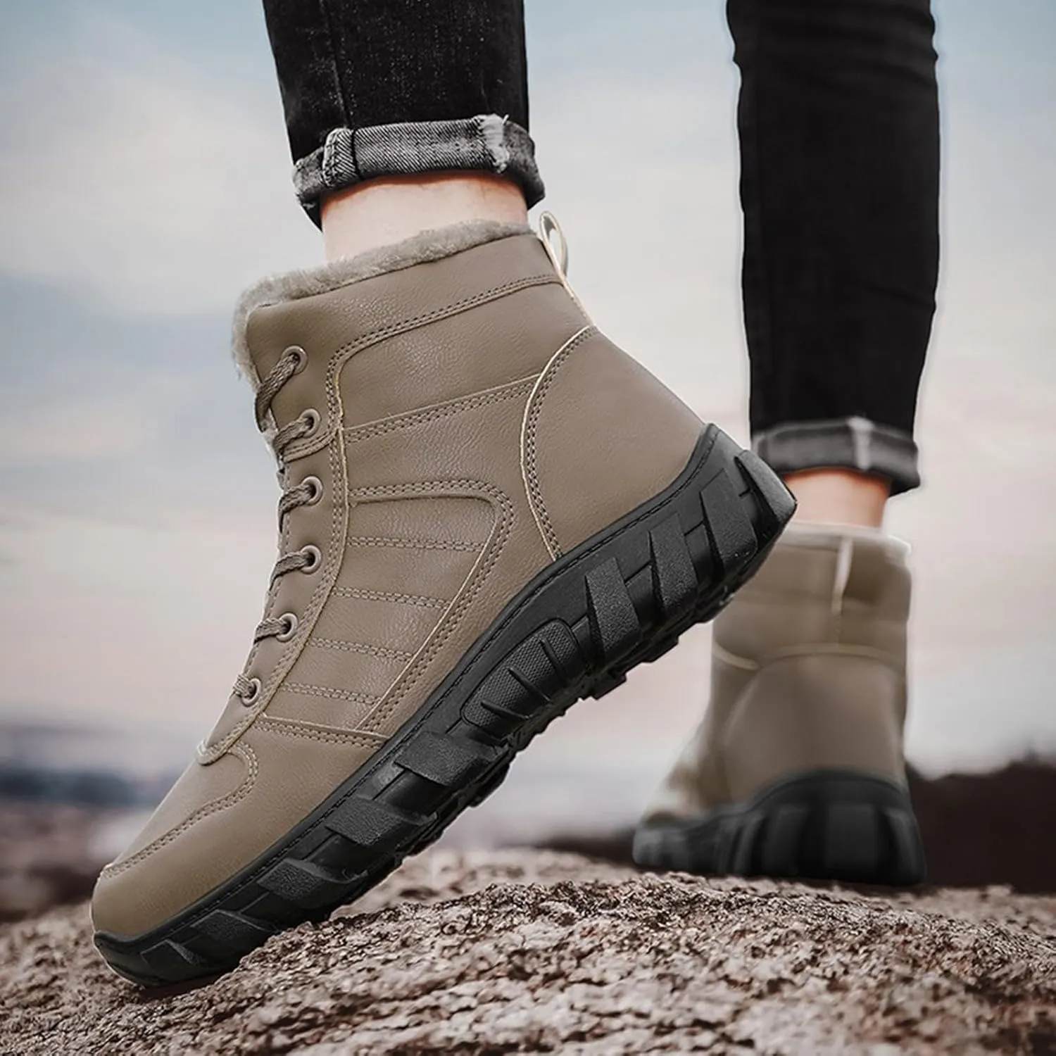 Work Boots for Men Steel Toe Hiking Sneakers Boot with Comfort Women Working Shoes Food Service Waterproof Platform Shoes Work Hike Grounded Footwear