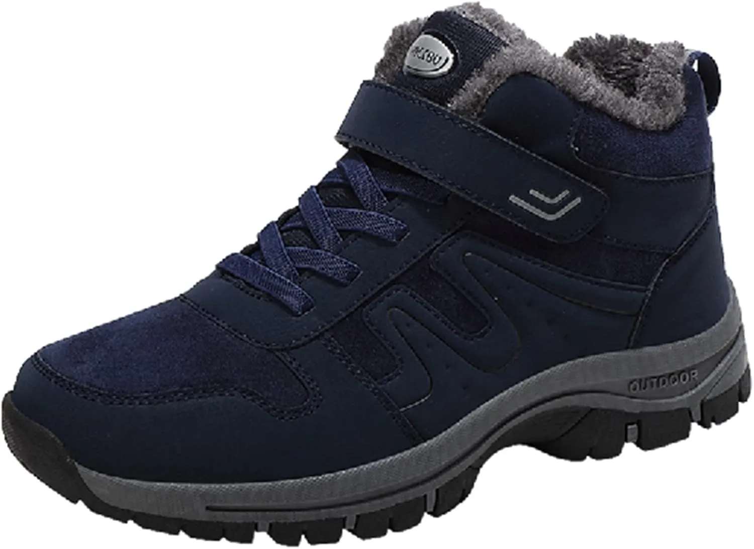 Work Boots for Men Waterproof Hiking Sneakers Warm Fur Lined Womens Safety Toe Shoes with Zipper Winter Outdoor Botas Waterproof Non Slip Hike Grounded Footwear