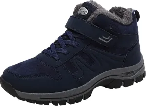 Work Boots for Men Waterproof Hiking Sneakers Warm Fur Lined Womens Safety Toe Shoes with Zipper Winter Outdoor Botas Waterproof Non Slip Hike Grounded Footwear