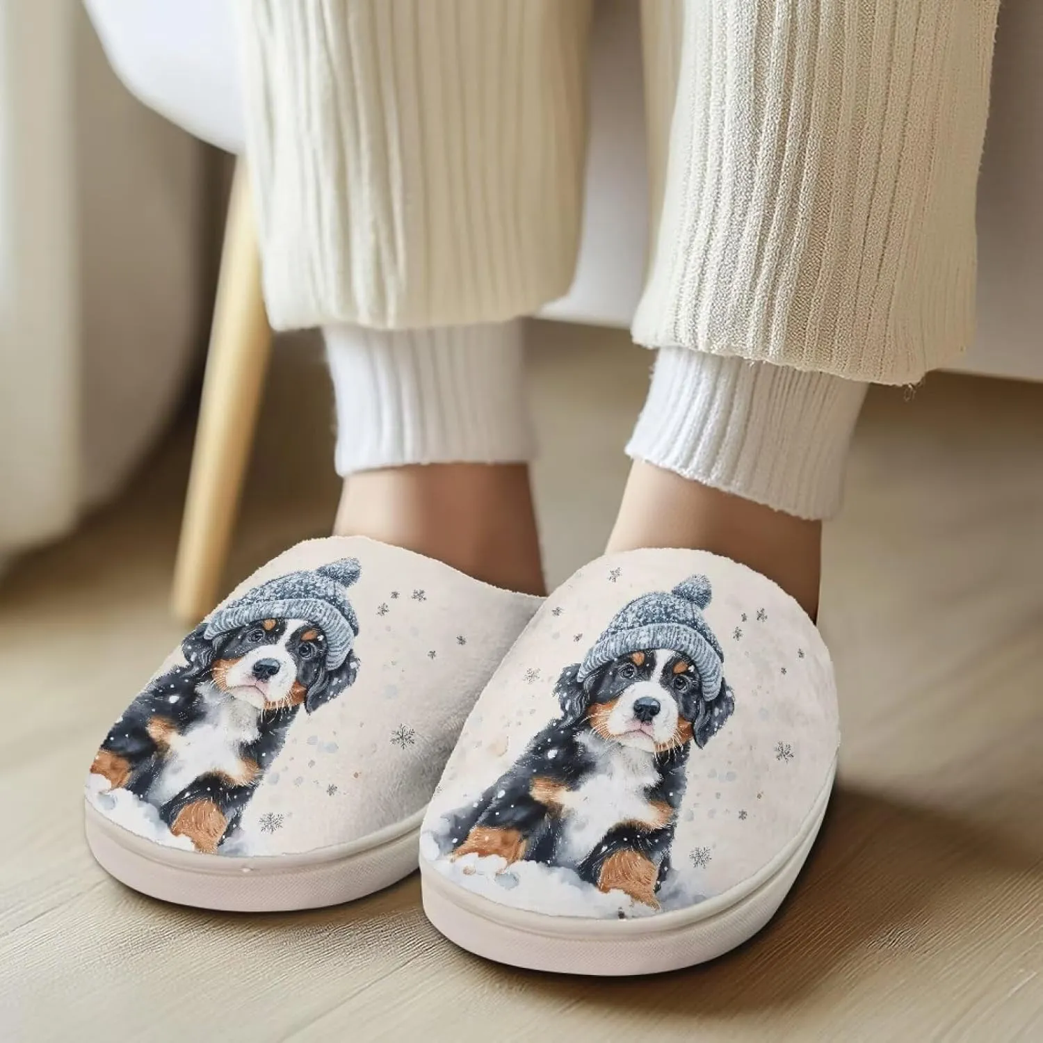 Xoenoiee Men Women Warm Fuzzy Slippers Bedroom Slippers House Shoes Anti Slip Winter Indoor Slippers