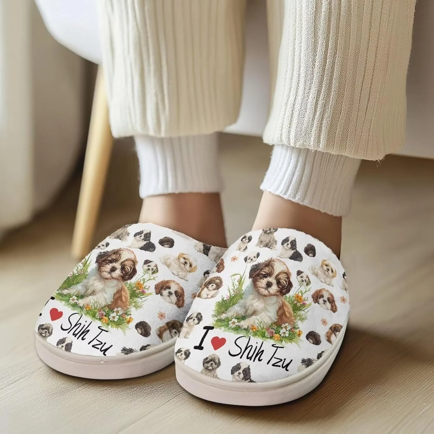 Xoenoiee Men Women Warm Fuzzy Slippers Bedroom Slippers House Shoes Anti Slip Winter Indoor Slippers