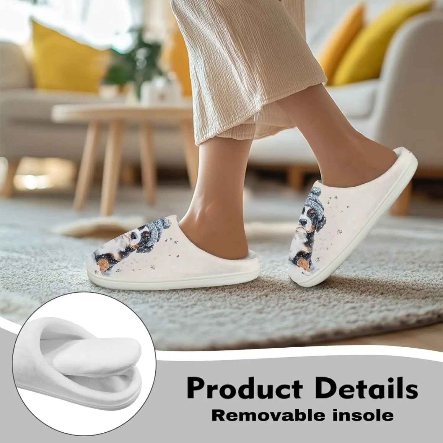 Xoenoiee Men Women Warm Fuzzy Slippers Bedroom Slippers House Shoes Anti Slip Winter Indoor Slippers