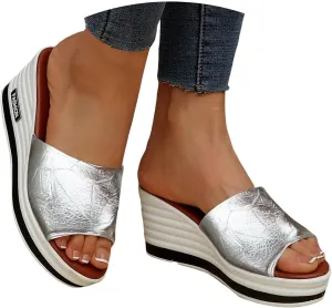 ZSpzx Wedge Sandals For Women Platform Wedges Heels,Women Arch Support Slides Orthotic Walking Slide Comfortable Summer Open Toe Casual Sandal Cushion Flip Flops Womens Slip-On Dressy Beach Shoes